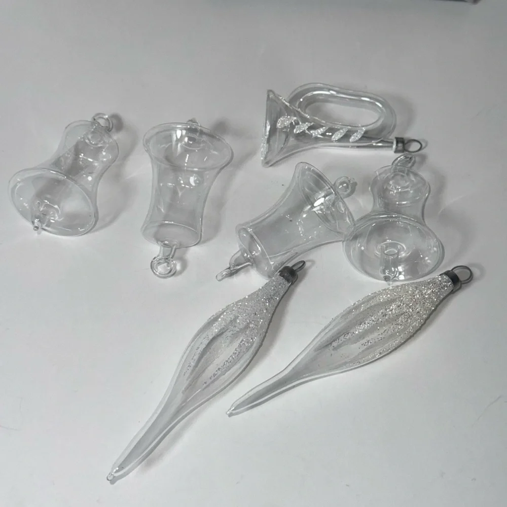 Vintage Pyramid hand crafted glass clear ornaments-